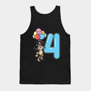 Fourth 4th Balloon Monkey Children's Birthday Tank Top